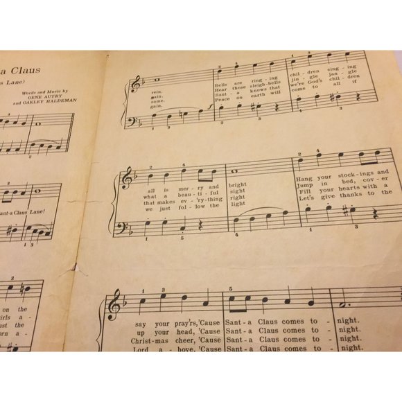 Here Comes Santa Claus by Gene Autry & Oakley Haldeman Vintage Sheet Music - Picture 10 of 12